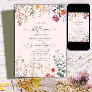Invitation Petite Fleur Sauvage Fait Son Premier Joyeux 1er A