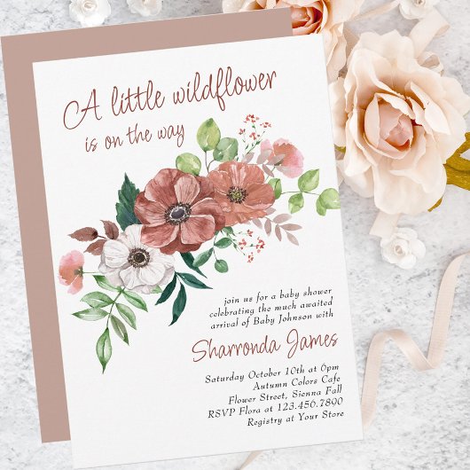 Invitation Petite Fleur Sauvage Fête Prénatale Fleurs d'Autom