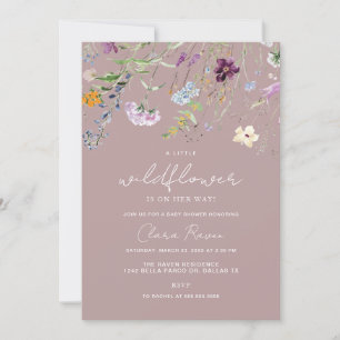 Invitation Petite Fleur Sauvage Fleur Rose Poussiéreuse Baby