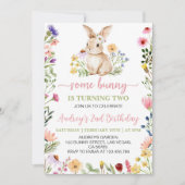 Invitation Petite Fleur sauvage lapin fille Anniversaire (Devant)