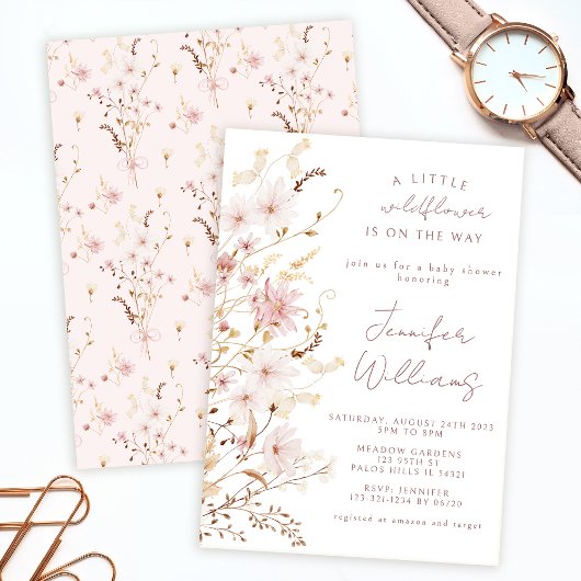 Invitation Petite fleur sauvage mignonne petite fille invitat