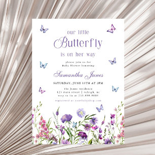Invitation Petite Fleur Sauvage Papillon Fête de Naissance Vi