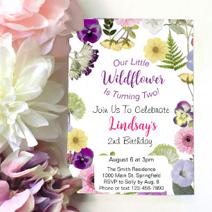 Invitation Petite Fleur sauvage Thème 2ème anniversaire Invit