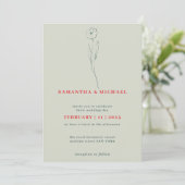 Invitation Petite Fleur Vert Rouge Boho Indie Botanique (Debout devant)