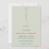 Invitation Petite Fleur Vert Rouge Boho Indie Botanique nous  (Devant)