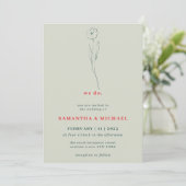Invitation Petite Fleur Vert Rouge Boho Indie Botanique nous  (Debout devant)
