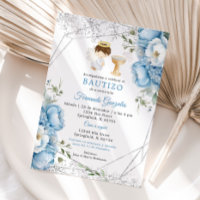 Petite Fleurs Angel Dusty Blue Argent Boy Bautizo