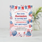 Invitation Petite Fougasse Fête d'anniversaire 1 an 4 juillet (Debout devant)