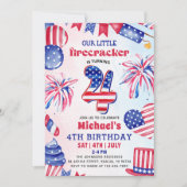 Invitation Petite Fougasse Fête du 4 juillet 4e Anniversaire (Devant)