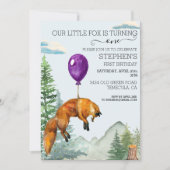 Invitation Petite Fox Aquarelle Forêt de bois Anniversaire (Devant)