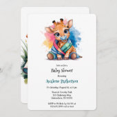 Invitation Petite girafe Pacifique et Baby shower de couvertu (Devant / Derrière)