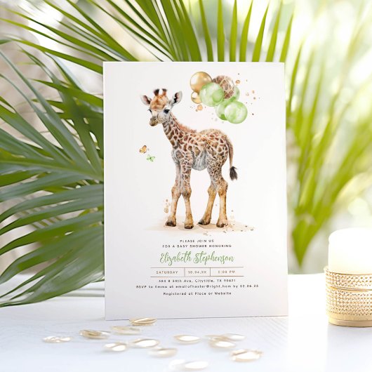 Invitation Petite Giraffe Genre Neutre Baby shower Boho