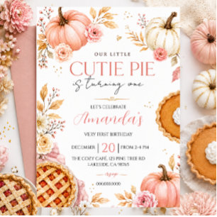 Invitation Petite gourmande fille au gâteau de citrouille pou