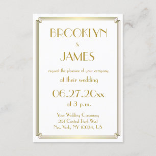 Invitation Petite Grande Gatsby Art Déco Mariage blanc Invite