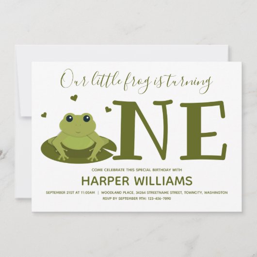 Invitation Petite grenouille transformant un animal mignon pr (Devant)