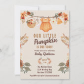 Invitation Petite ligne Citrouille Baby shower d'automne (Devant)