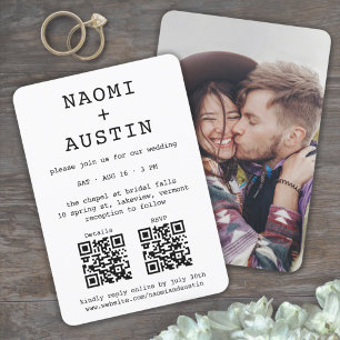 Invitation Petite machine à écrire tout-en-un QR Code Mariage