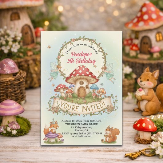 Invitation Petite Maison de Champignons Fées 5ème Anniversair