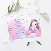 Invitation Petite mignonne mauve et rose 3e anniversaire