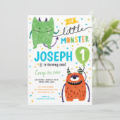Invitation Petite mignonne Monster fête d'anniversaire (Debout devant)