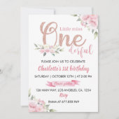 Invitation Petite Miss Floral Rose Anniversaire (Devant)