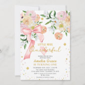 Invitation Petite miss onderful peach girl 1er anniversaire (Devant)