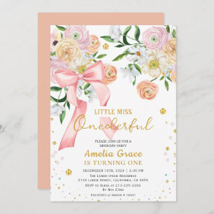 Invitation Petite miss onderful peach girl 1er anniversaire