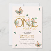 Invitation Petite miss onderful pêche floral 1er anniversaire (Devant)