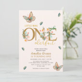 Invitation Petite miss onderful pêche floral 1er anniversaire (Debout devant)