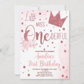 Invitation Petite Miss Onederful Anniversaire, 1er anniversai (Devant)