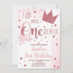 Invitation Petite Miss Onederful Anniversaire, 1er anniversai