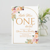 Invitation Petite Miss Onederful Boho Flowers Anniversaire (Debout devant)