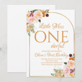 Invitation Petite Miss Onederful Boho Flowers Anniversaire (Devant / Derrière)