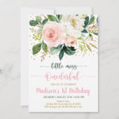 Invitation Petite Miss Onedering Boho Floral Anniversaire (Devant)