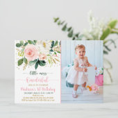 Invitation Petite Miss Onedering Boho Floral Anniversaire (Debout devant)