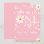 Invitation Petite Miss Rose Vive Fleurs Onederful Anniversair (Devant / Derrière)