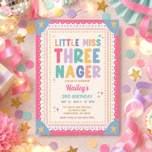 Invitation Petite Miss Threenager Fille Fantaisiste 3ème Anni
