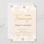 Invitation Petite Miss Trois Reenager Rose Daisy Anniversaire (Devant)