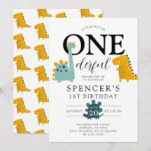 Invitation Petite Mister ONEderful Dinosaures Anniversaire du (Devant / Derrière)