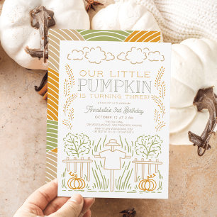 Invitation Petite moisson Citrouille Écarette Anniversaire