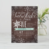 Invitation Petite Monnaie De Flocon De Neige Bois Rustique Pr (Debout devant)