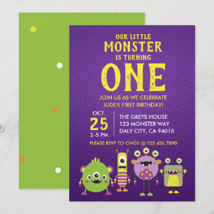 Invitation Petite Monster Première Fête d'anniversaire Invita