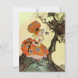 Invitation Petite Muffet & Araignée, Mère l'Oie Vintage