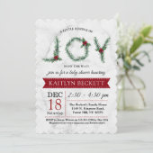 Invitation Petite Offre De Joie Baby shower De Noël (Debout devant)