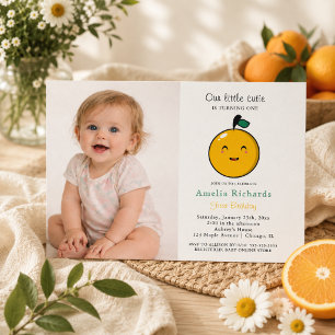 Invitation Petite Orange Mignonne Citronnée 1er Anniversaire