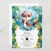 Invitation Petite Otter colorée Anniversaire (Devant / Derrière)
