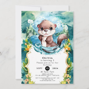 Invitation Petite Otter colorée Anniversaire