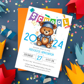 Invitation Petite ours de fin d'année Gardergarten Graduation
