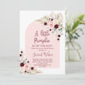 Invitation  Petite pampas citrouille baby shower fille invita (Debout devant)