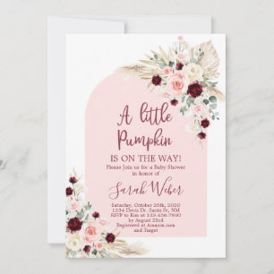 Invitation Petite pampas citrouille baby shower fille invita